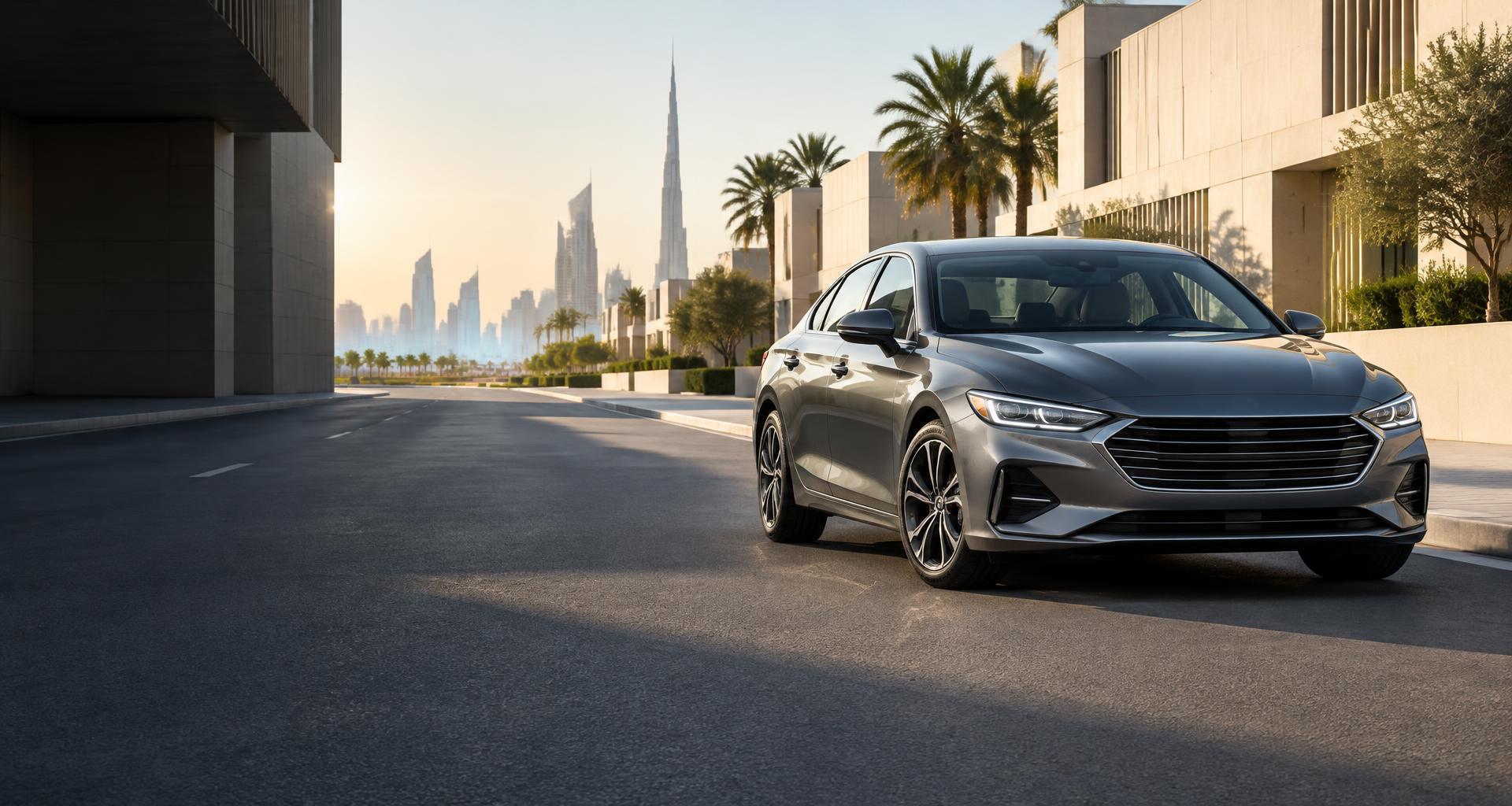 Silver car on a UAE city road